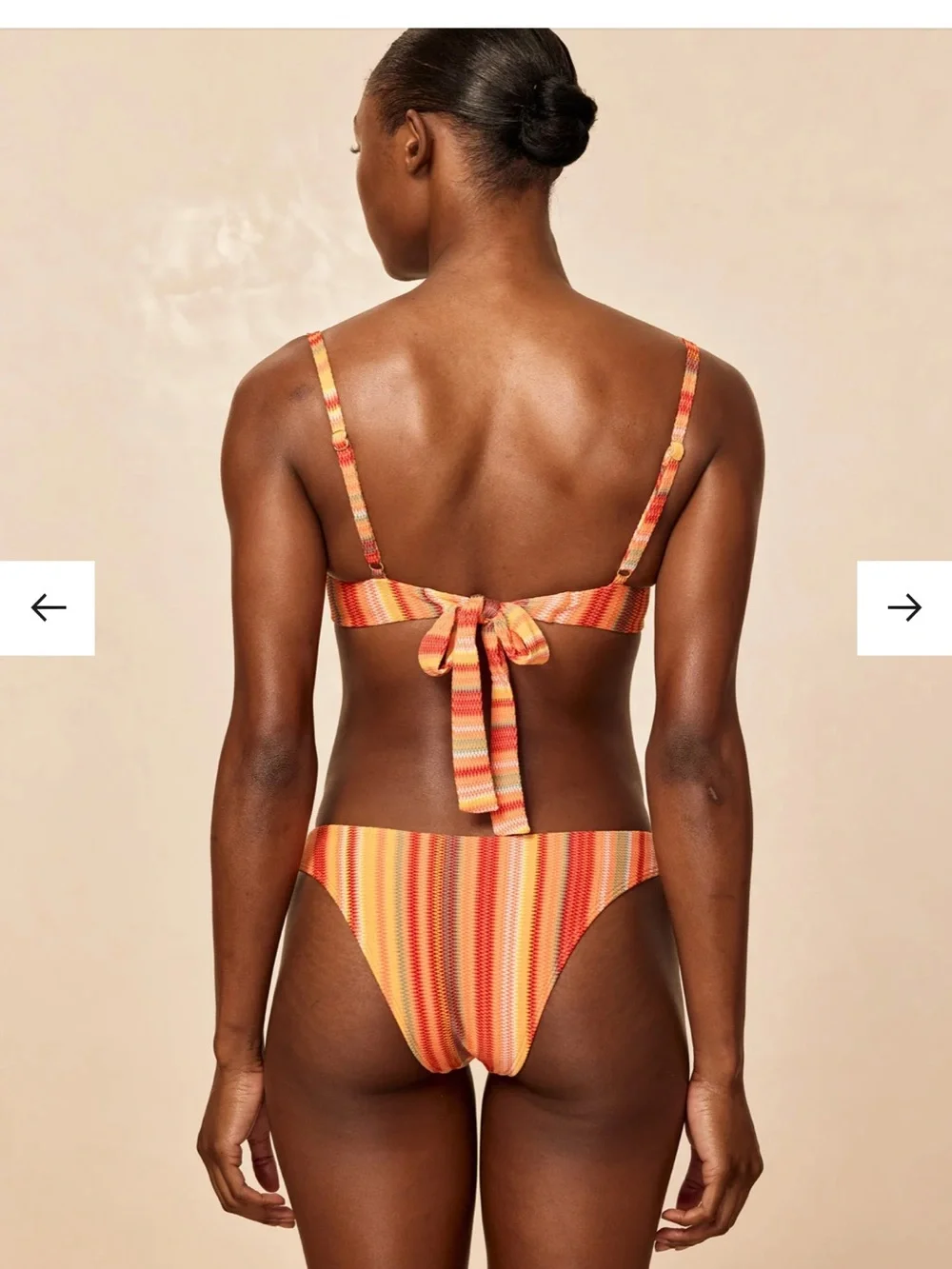 NWT Monday Swimwear Orange and Red Striped High-Cut BYRON Bikini Bottom SIZE V